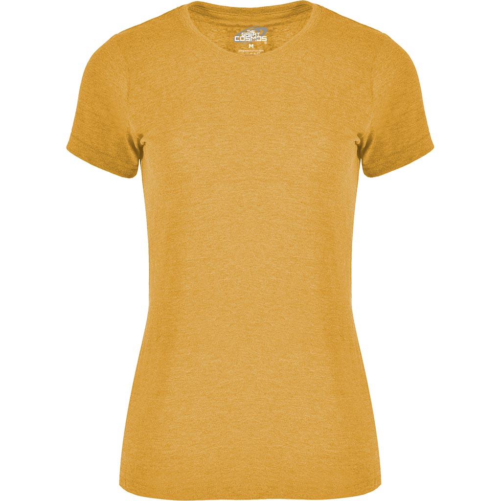 Camiseta estilo jaspeado para mujer Fox Woman foto pecho mostaza