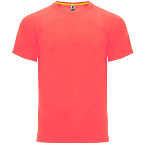 Camiseta técnica dos tejidos monaco color coral fluor