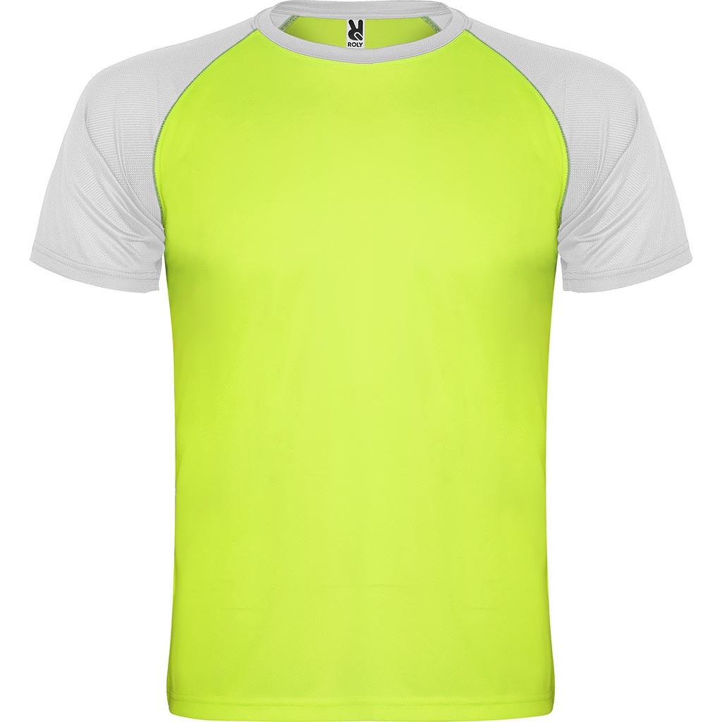 Camiseta técnica combinada indianapolis colores verde fluor y blanco