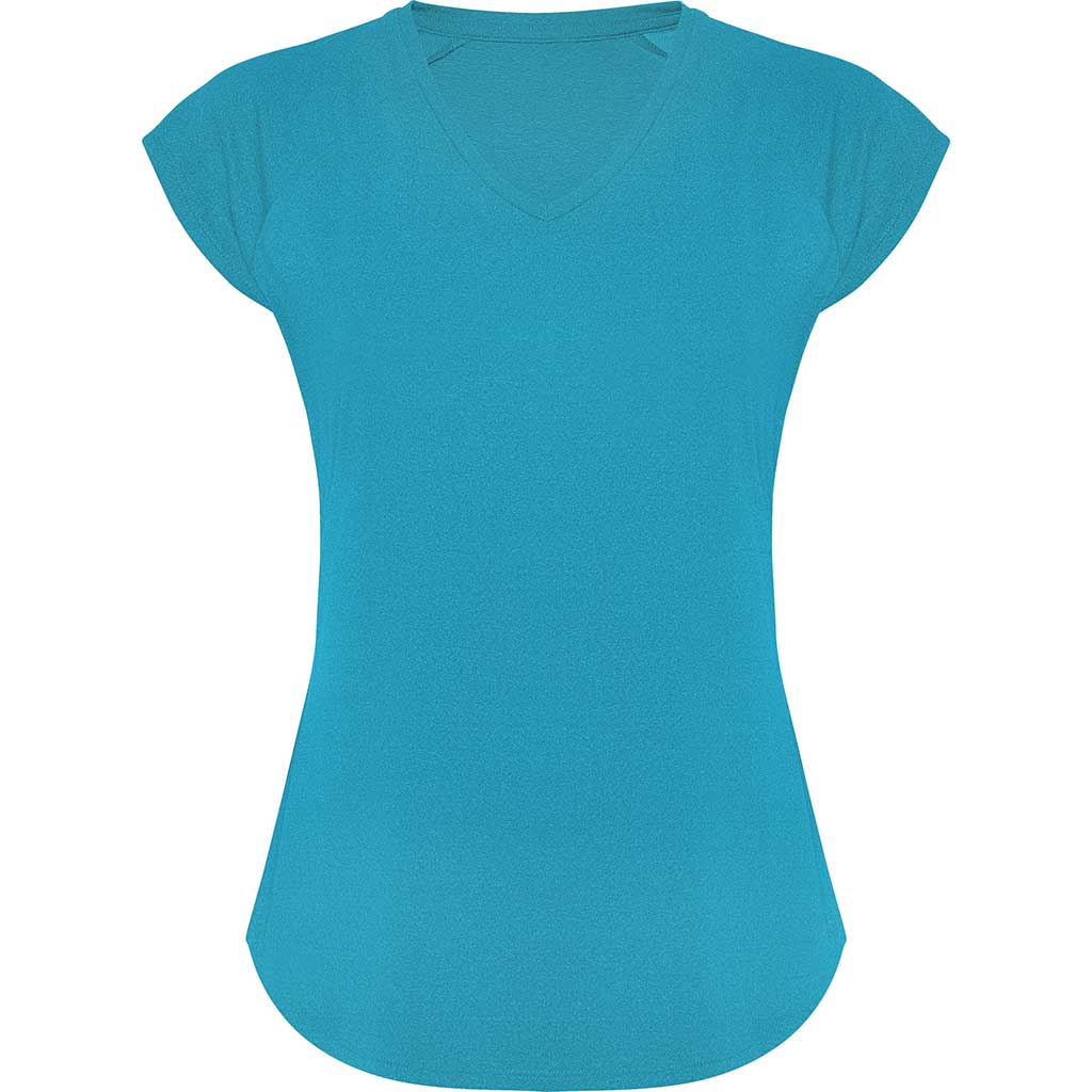 Camiseta técnica cuello pico mujer avus color turquesa vigore