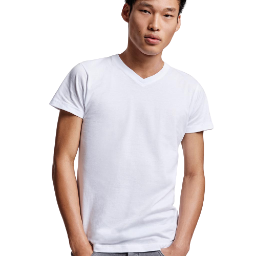 Camiseta cuello pico Samoyedo - Foto modelo