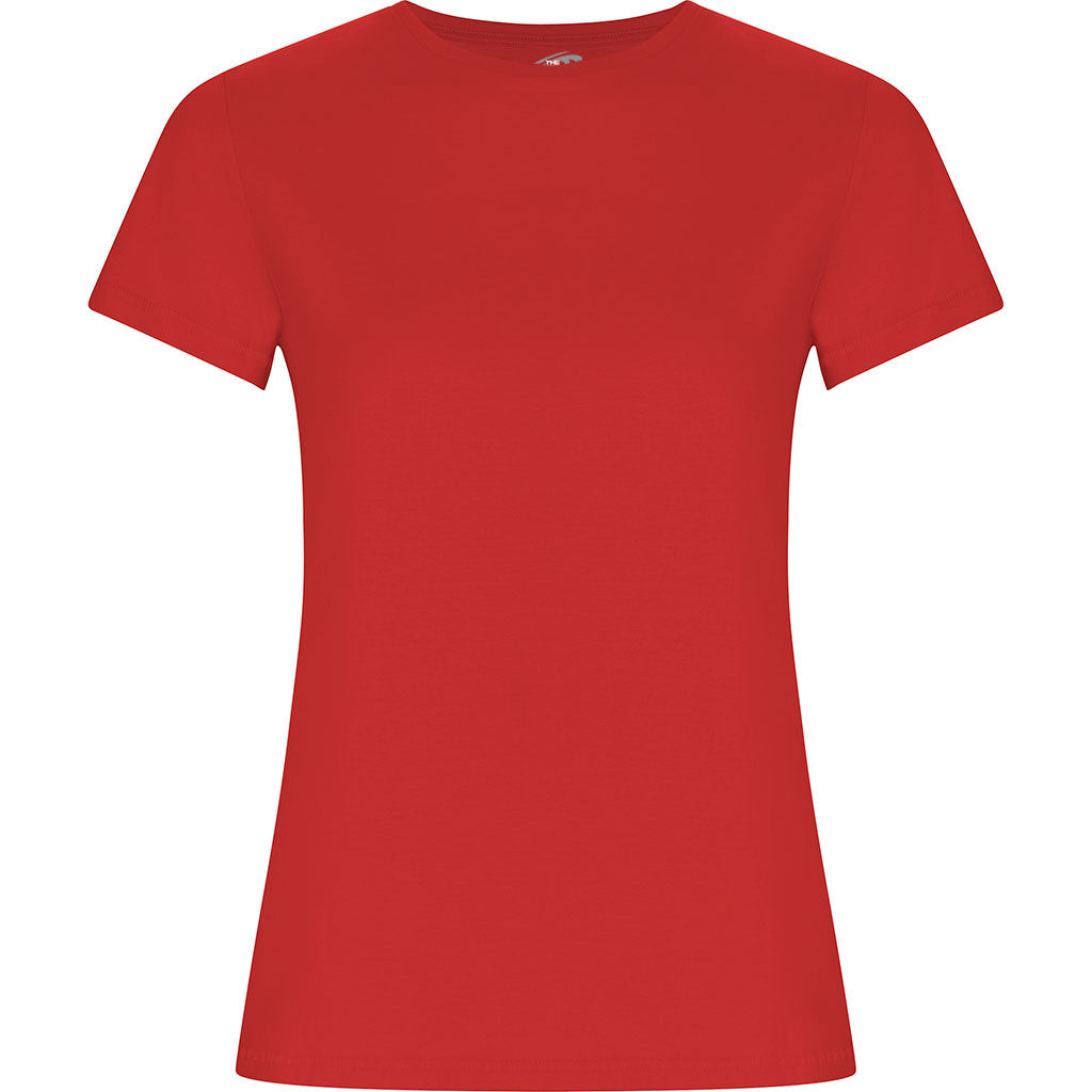 Camiseta orgánica Golden woman pecho rojo