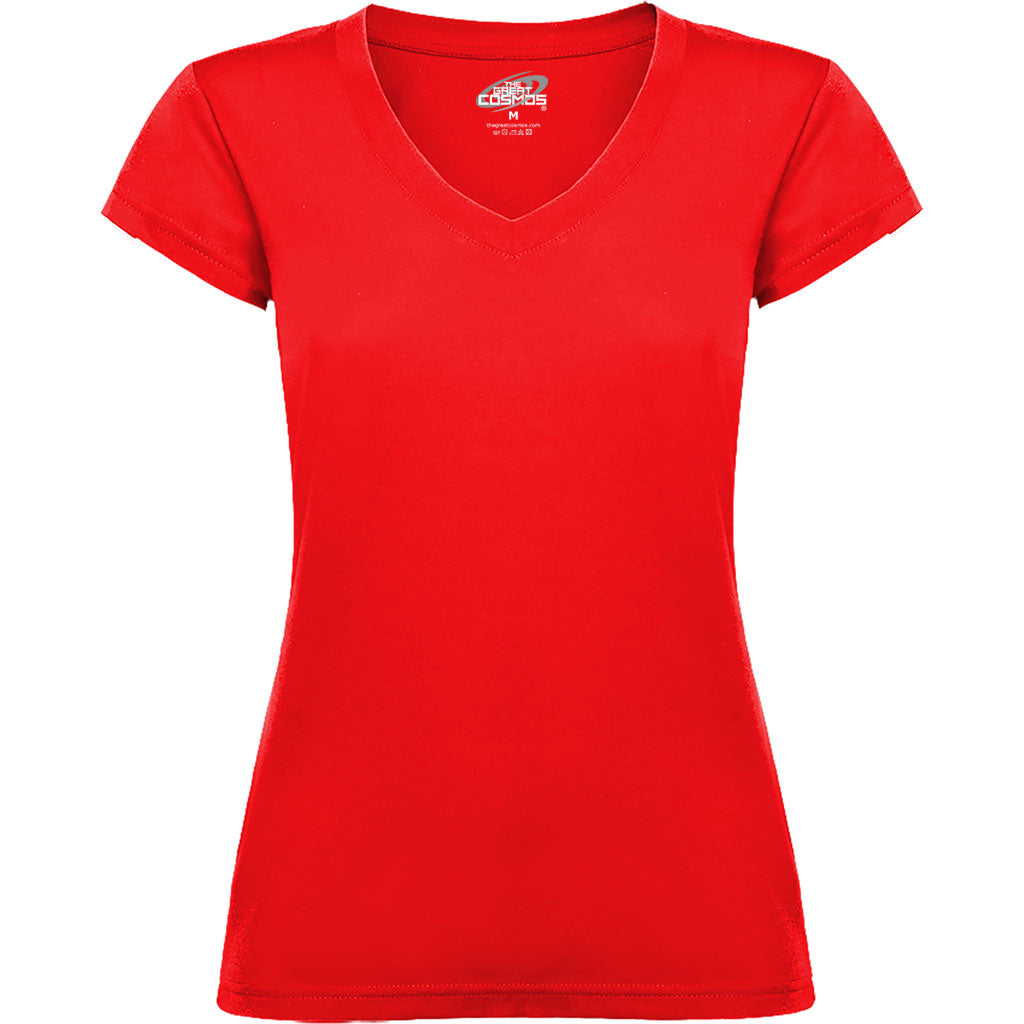 Camiseta cuello pico mujer Victoria pecho rojo