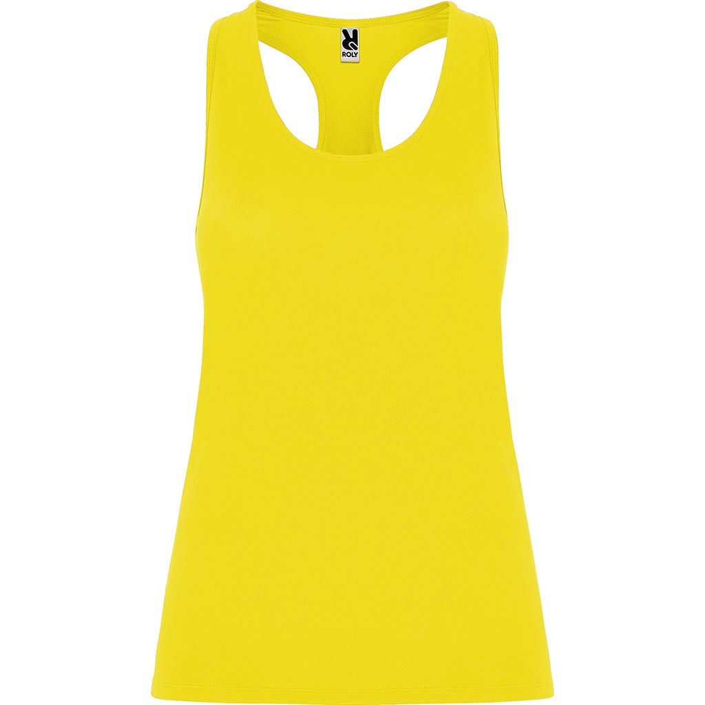 Camiseta deportiva tirantes nadadora mujer Aida color amarillo fluor