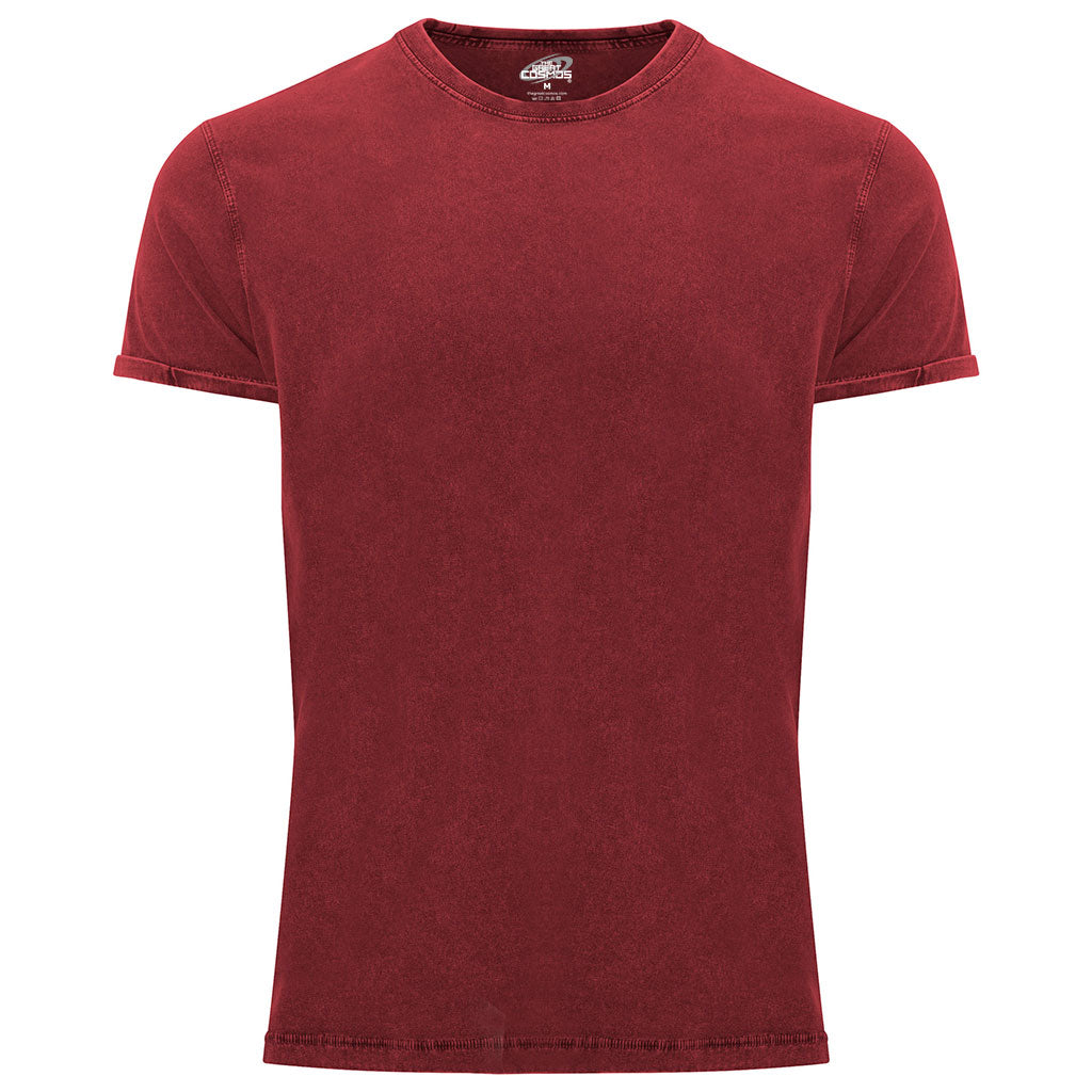 Camiseta efecto jean dobladillo enrollado mangas Husky pecho rojo