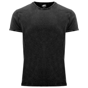Camiseta efecto jean dobladillo enrollado mangas Husky pecho negro