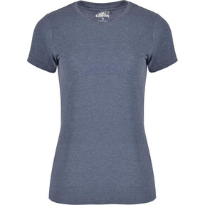 Camiseta estilo jaspeado para mujer Fox Woman foto pecho azul denim