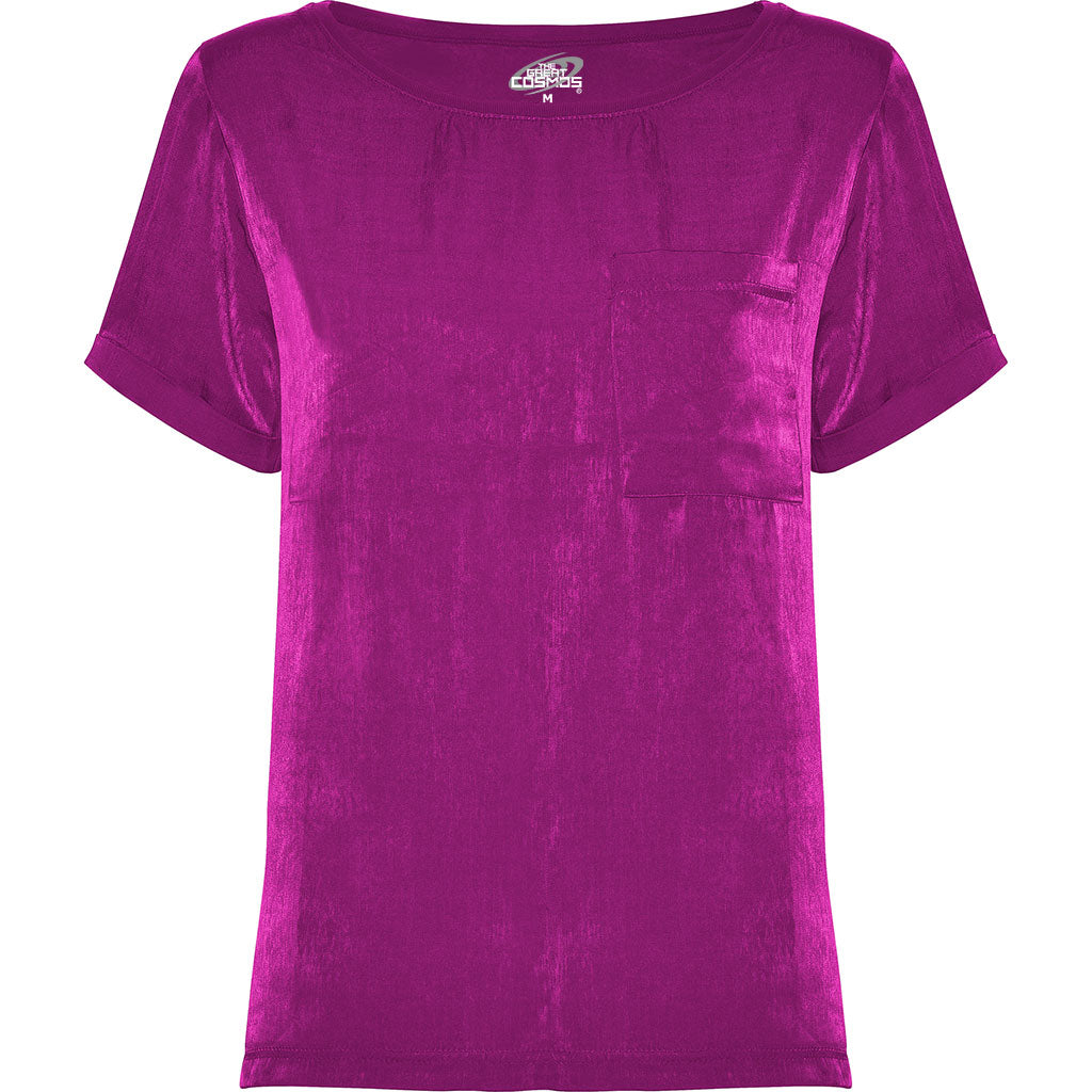 Camiseta escote amplio con bolsillo para mujer Maya pecho roseton