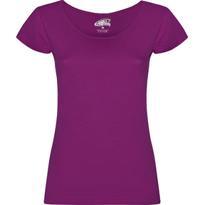 Camiseta cuello redondo para mujer Guadalupe pecho purpura