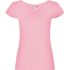 Camiseta cuello redondo para mujer Guadalupe pecho rosa