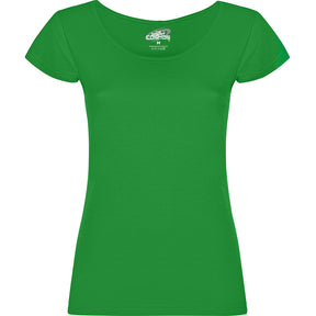 Camiseta cuello redondo para mujer Guadalupe pecho verde tropical