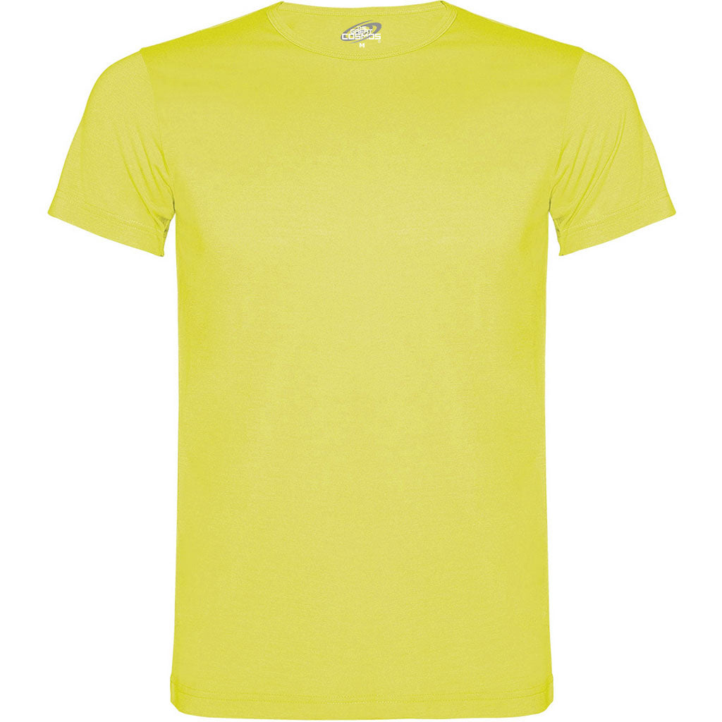Camiseta poliester tacto algodon unisex akita pecho amarillo fluor
