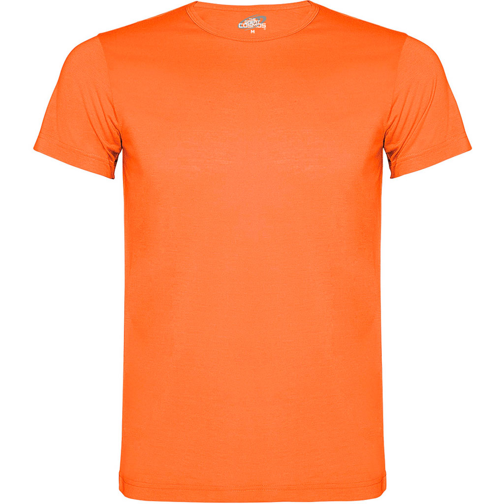 Camiseta poliester tacto algodon unisex akita pecho naranja fluor