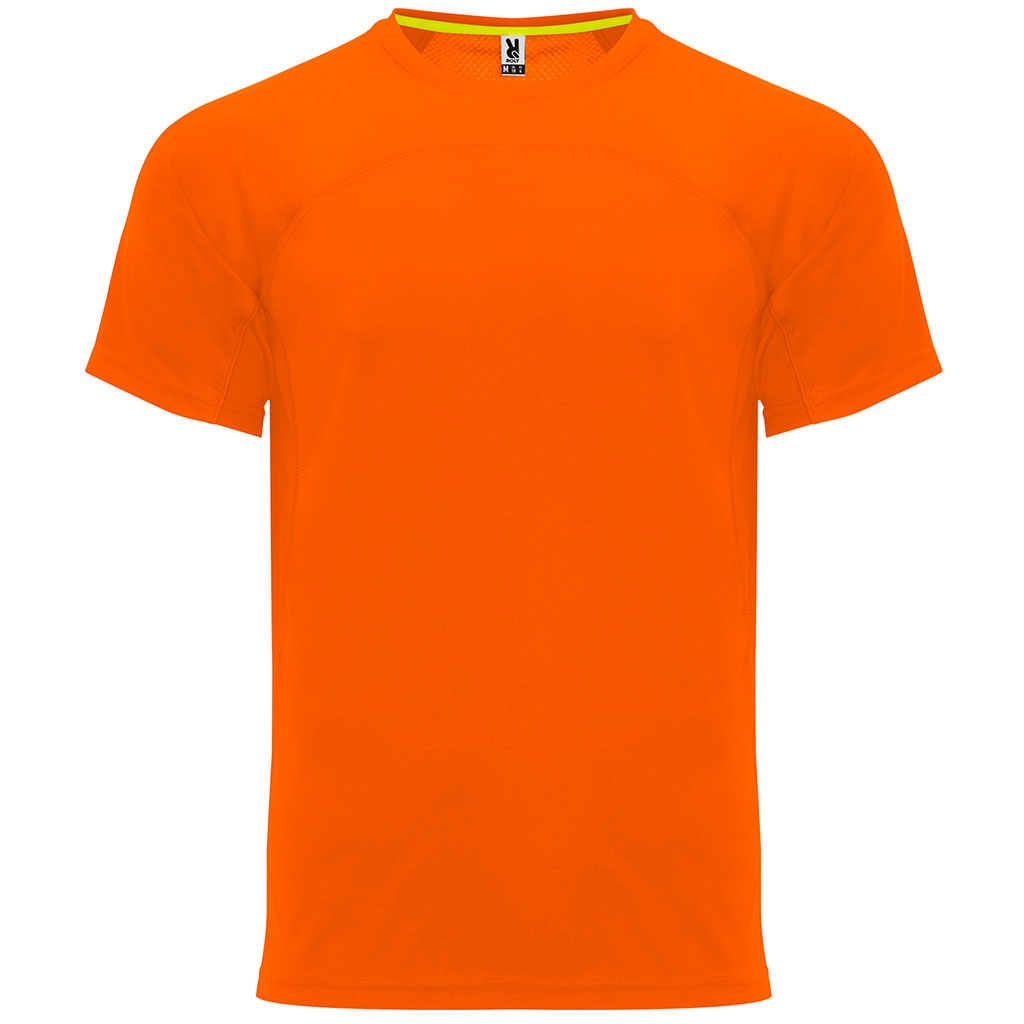 Camiseta técnica dos tejidos monaco color naranja fluor