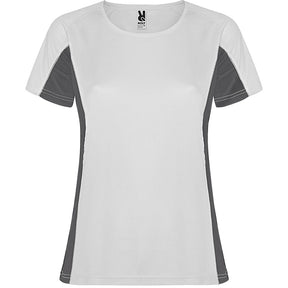 Camiseta técnica combinada dos tejidos shanghai woman colores blanco y plomo oscuro