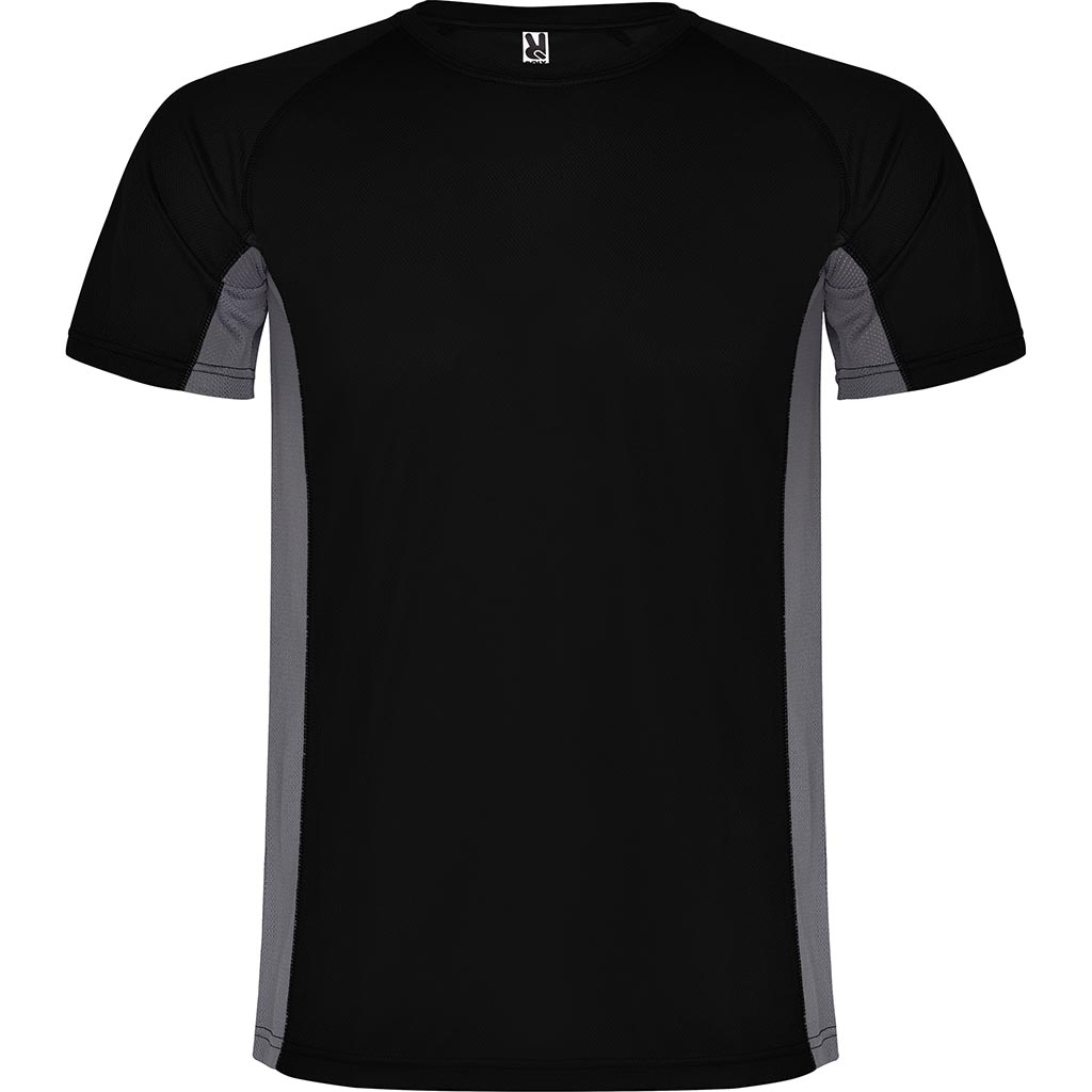 Camiseta técnica combinada 2 tejidos Shanghai | pecho negro - plomo oscuro
