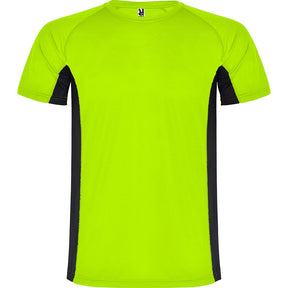 Camiseta técnica combinada 2 tejidos Shanghai | pecho verde fluor - negro