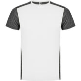 Camiseta técnica combinada dos tejidos zolder colores blanco y negro vigore