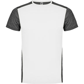 Camiseta técnica combinada dos tejidos zolder colores blanco y negro vigore