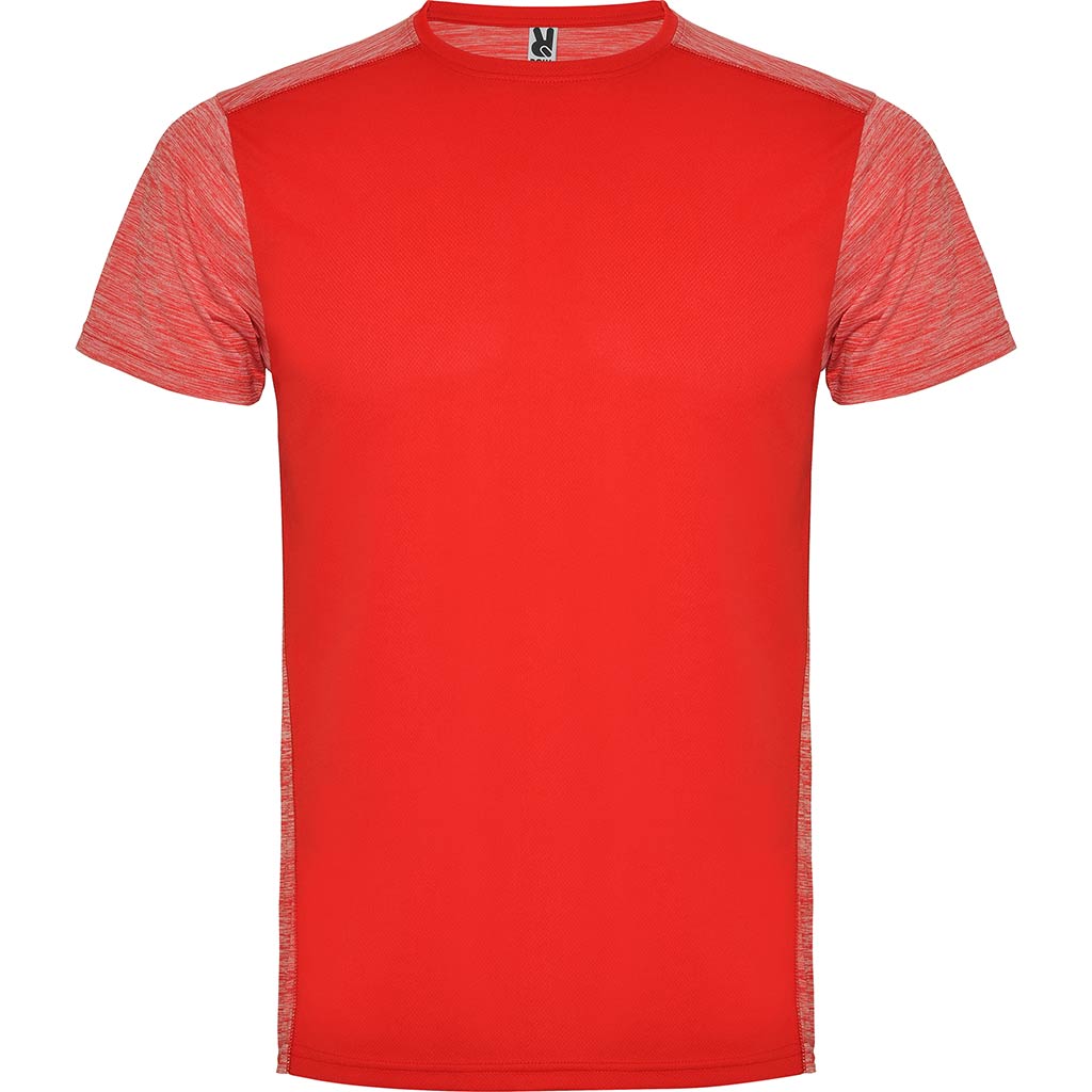 Camiseta técnica combinada dos tejidos zolder colores rojo y rojo vigore