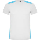 Camiseta técnica combinada detroit detalle colores blanco y turquesa