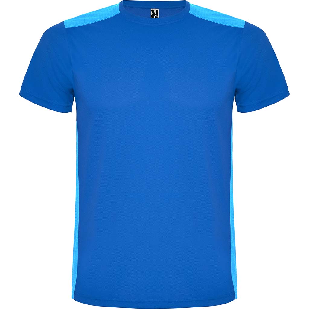 Camiseta técnica combinada detroit detalle colores azul royal y azul royal claro