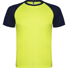 Camiseta técnica combinada indianapolis colores amarillo fluor y azul marino