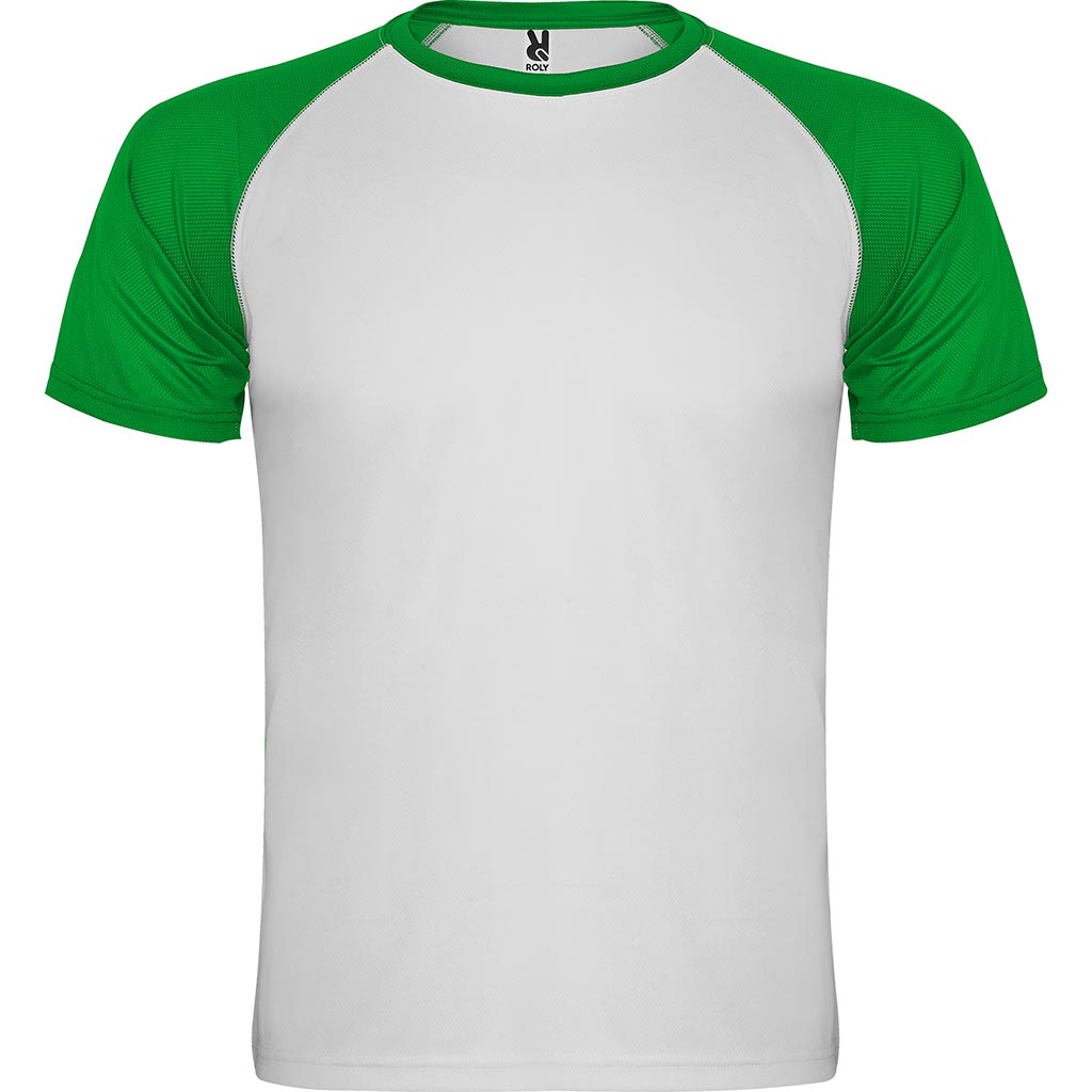 Camiseta técnica combinada indianapolis colores blanco y verde helecho