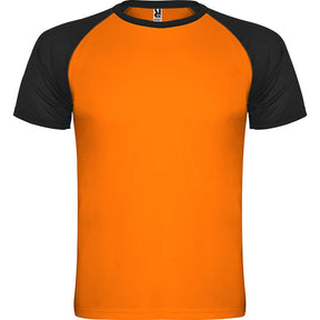 Camiseta técnica combinada indianapolis colores naranja fluor y negro
