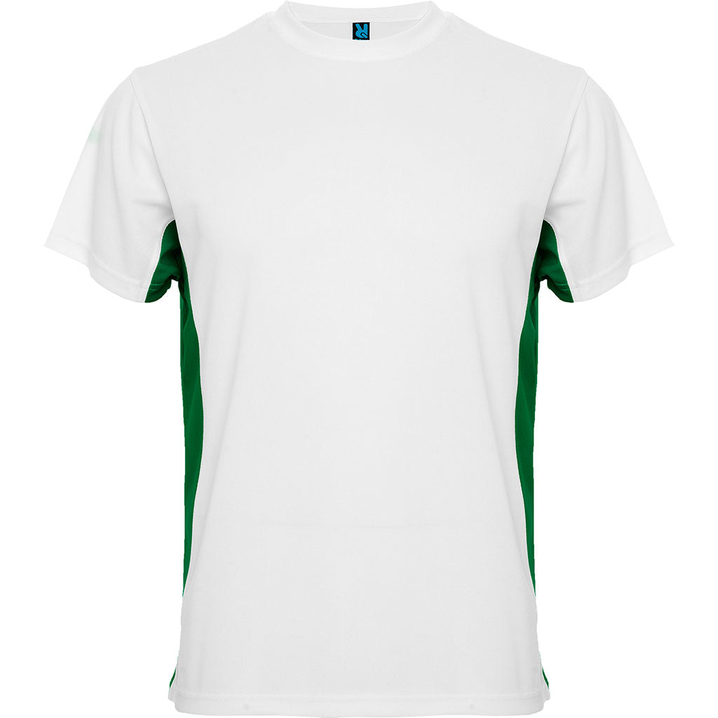 Camiseta tecnica combinada unisex tokyo colores blanco y verde kelly