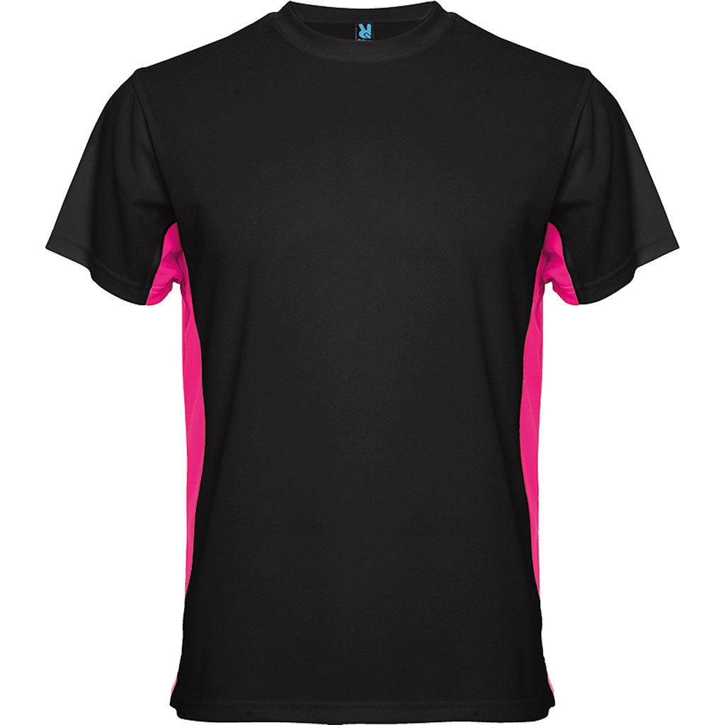 Camiseta tecnica combinada unisex tokyo colores negro y fucsia
