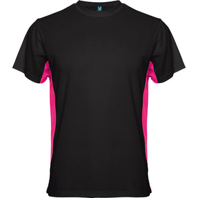 Camiseta tecnica combinada unisex tokyo colores negro y fucsia