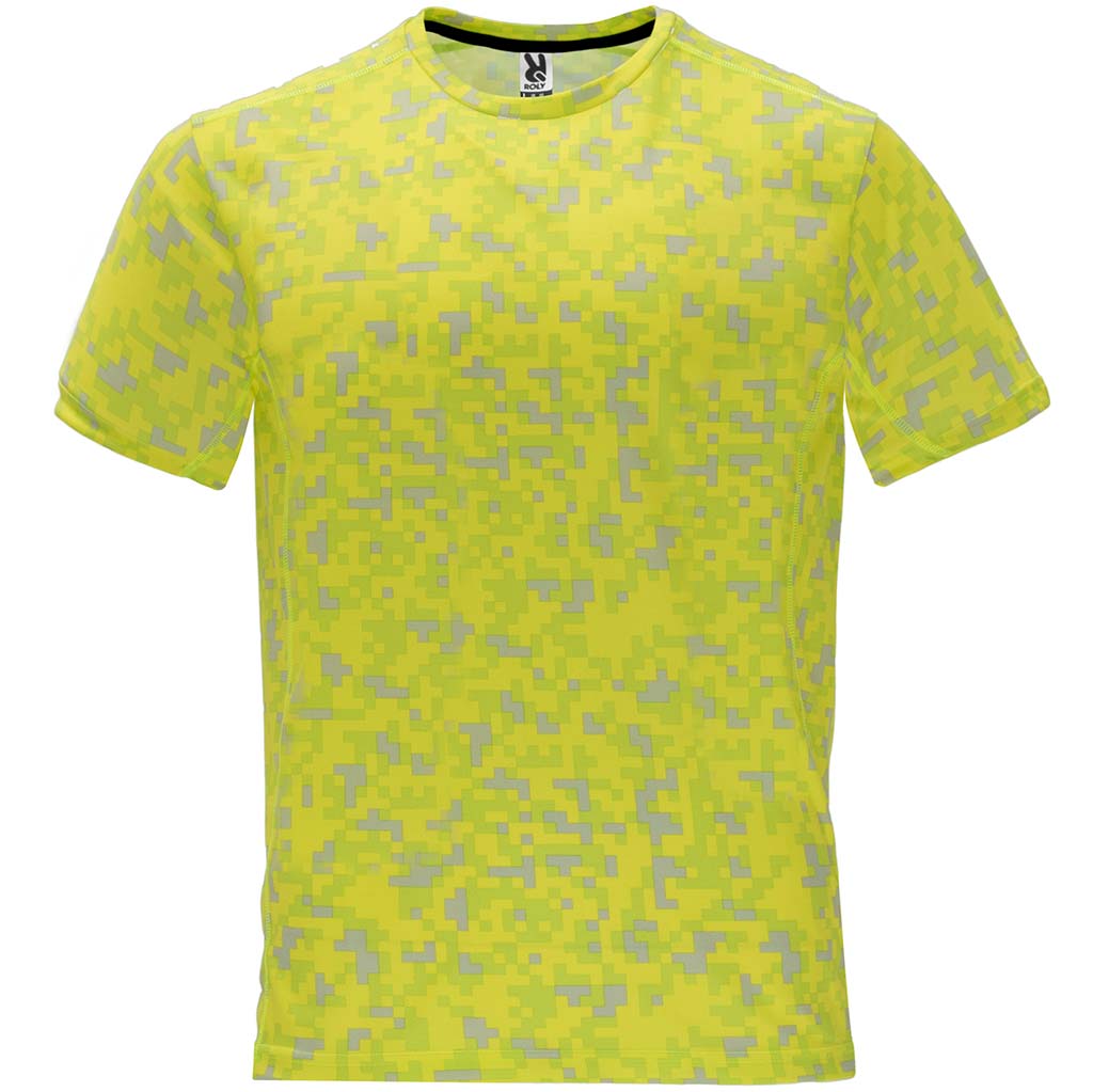Camiseta tecnica estampada manga corta unisex assen pixel amarillo fluor