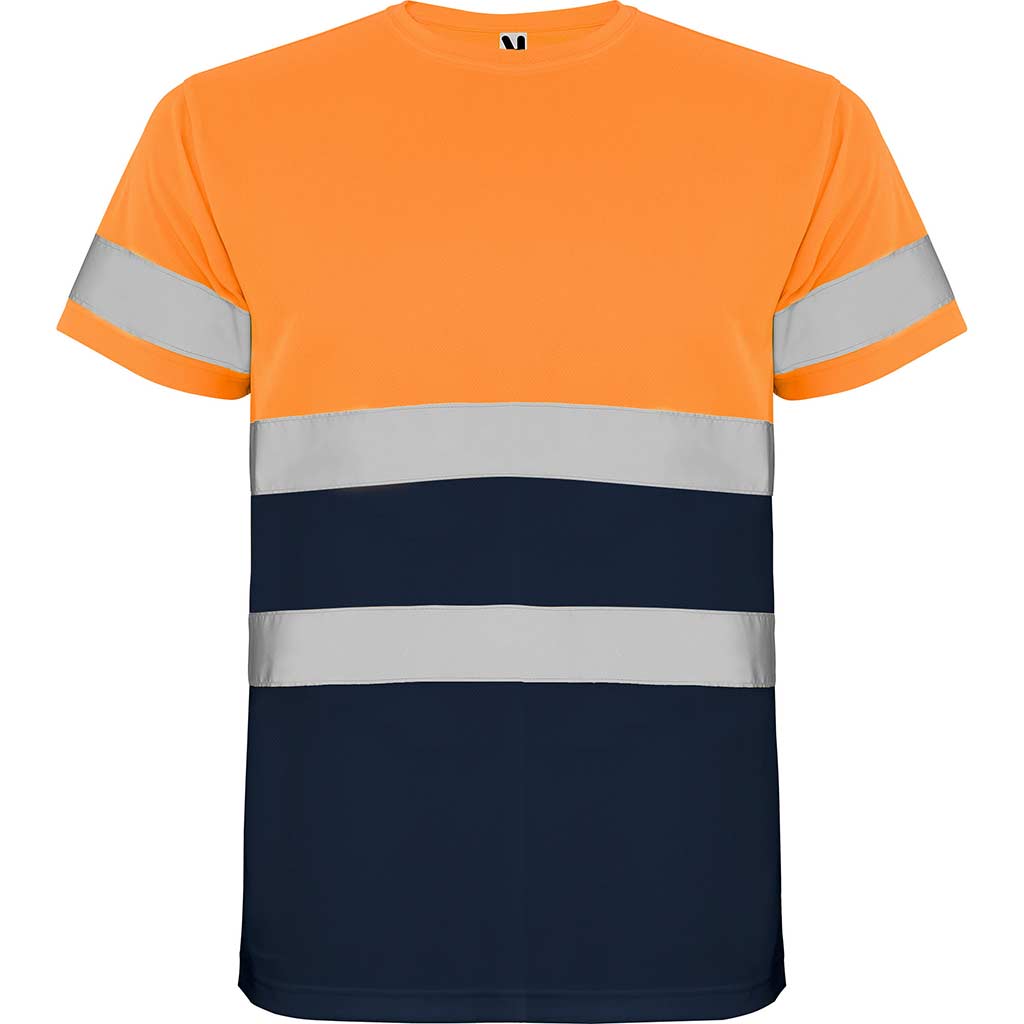 Camiseta técnica laboral alta visibilidad Delta - marino/naranja fluor