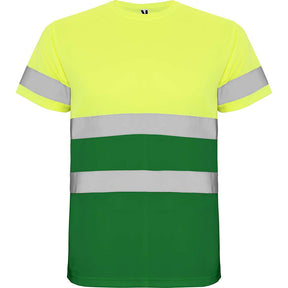 Camiseta técnica laboral alta visibilidad Delta - verde jardín/amarillo fluor