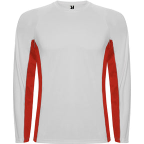 Camiseta técnica manga larga combinada Shanghai - blanco/rojo