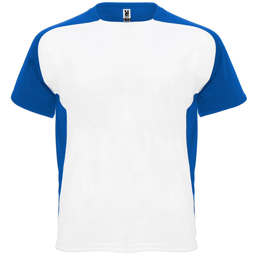 Camiseta técnica raglan combinada bugatti colores blanco y azul royal