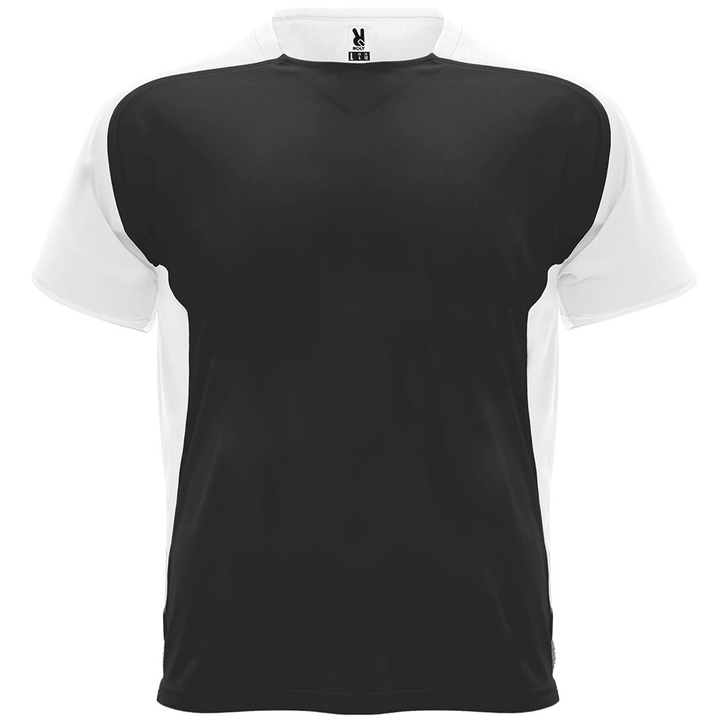 Camiseta técnica raglan combinada bugatti colores negro y blanco