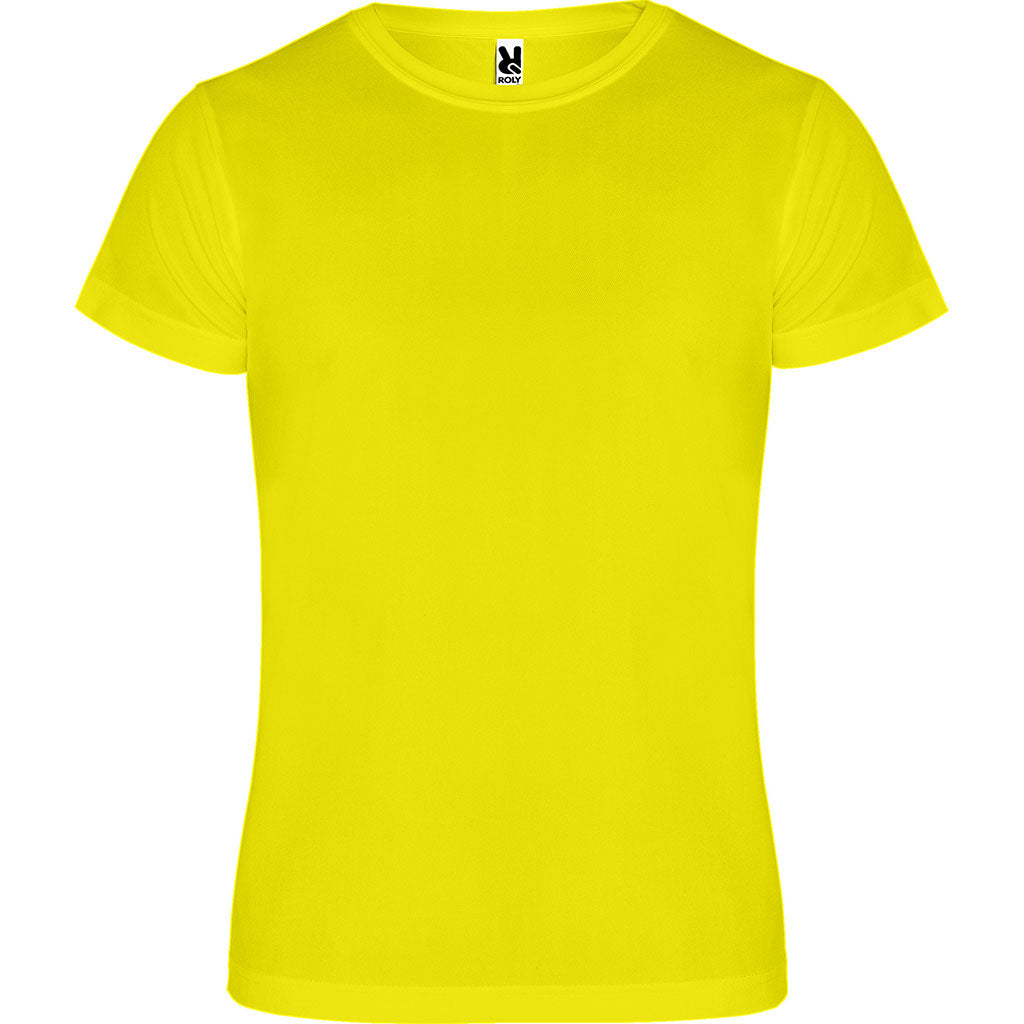 Camiseta técnica unisex infantil pecho amarillo