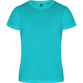 Camiseta técnica unisex infantil pecho azul turquesa