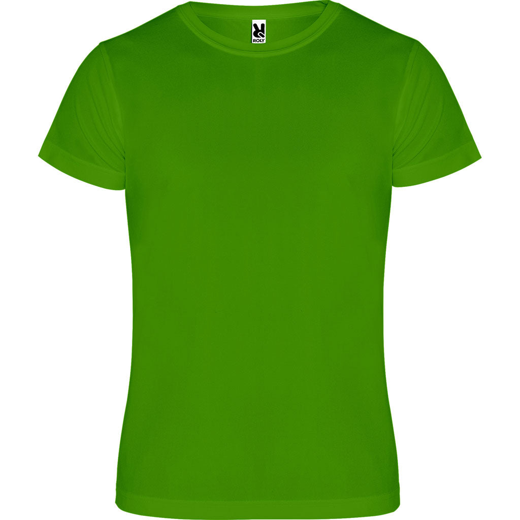 Camiseta técnica unisex infantil pecho verde helecho