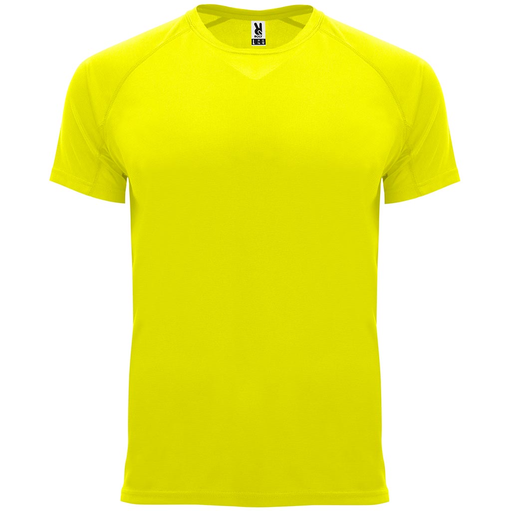 Camiseta tecnica unisex raglan BAHRAIN color amarillo fluor