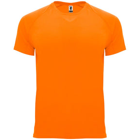 Camiseta tecnica unisex raglan BAHRAIN color naranja fluor