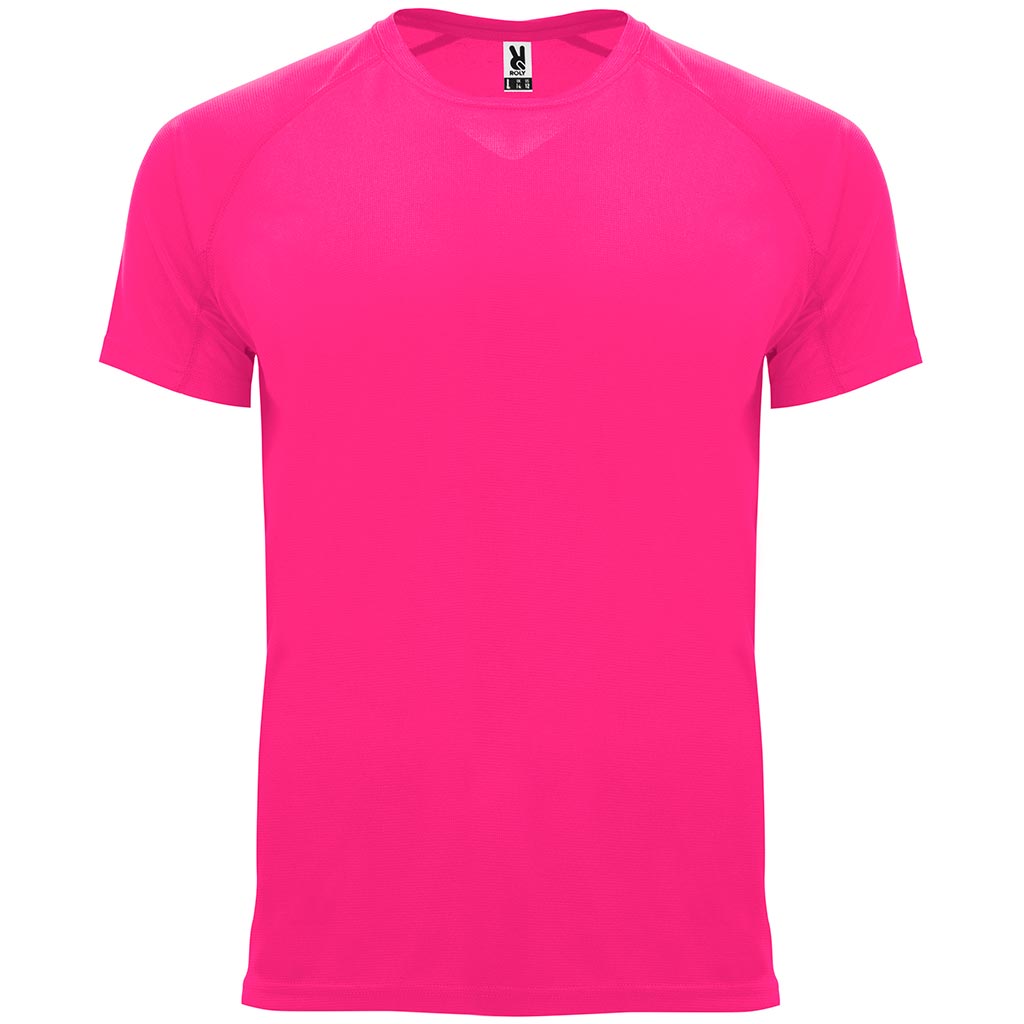 Camiseta tecnica unisex raglan BAHRAIN color rosa fluor