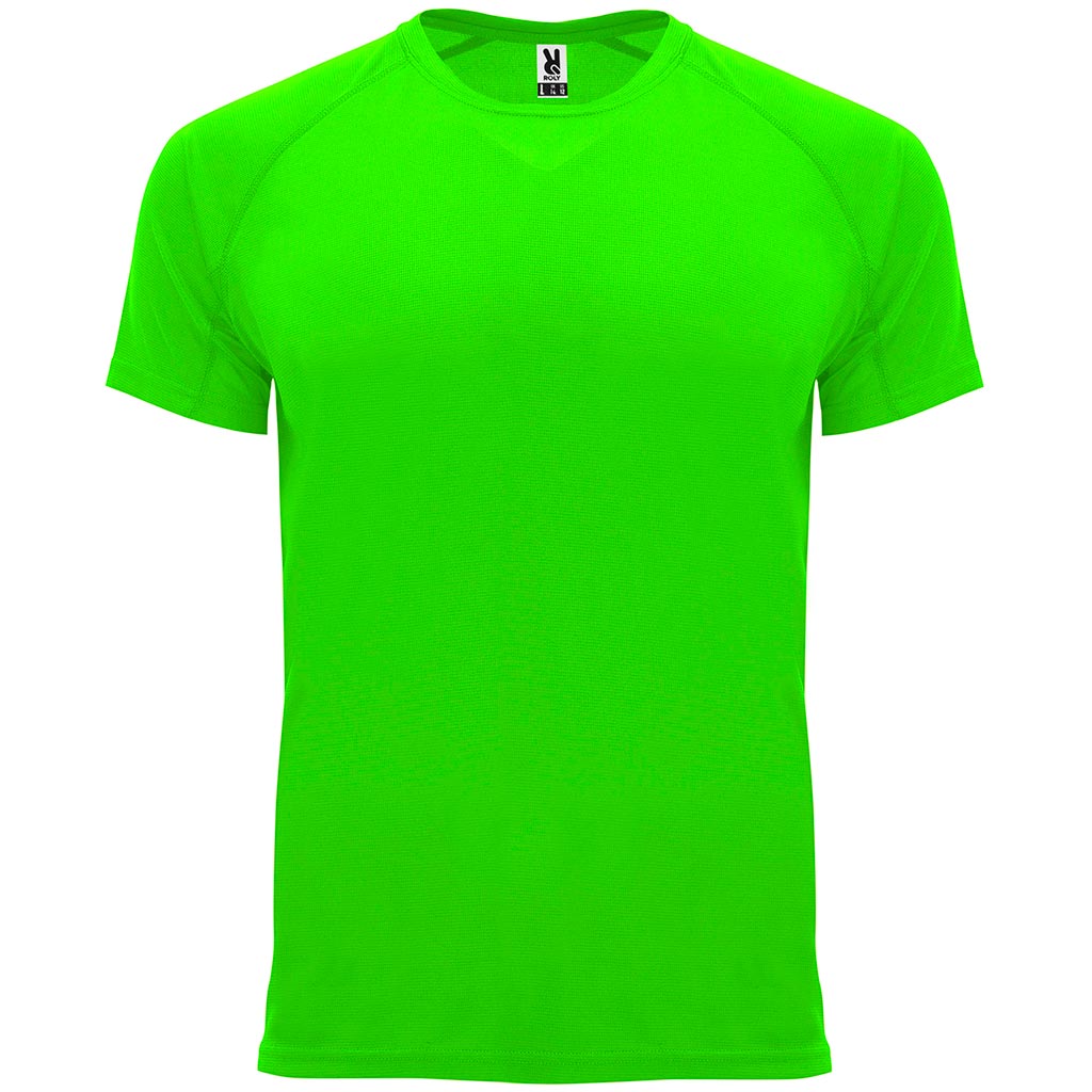 Camiseta tecnica unisex raglan BAHRAIN color verde fluor