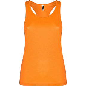 Camiseta tirantes poliester mujer shura color naranja fluor