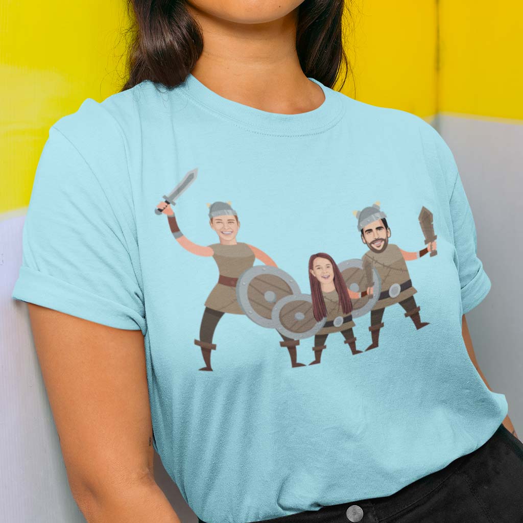 Camiseta Caricatura familia vikinga