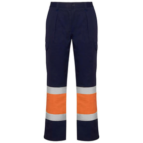 Pantalón de alta visibilidad laboral Soan - marino/naranja fluor