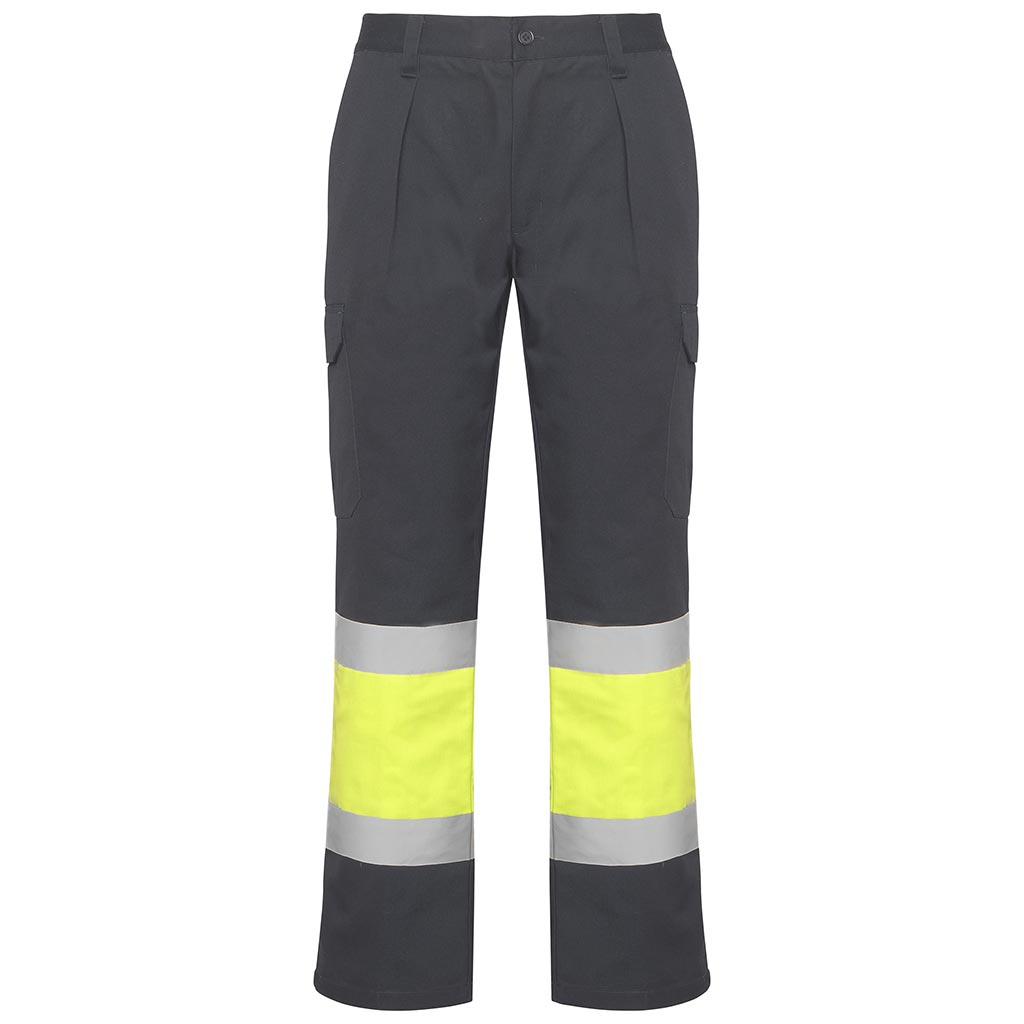 Pantalón de alta visibilidad laboral Soan - plomo/amarillo fluor