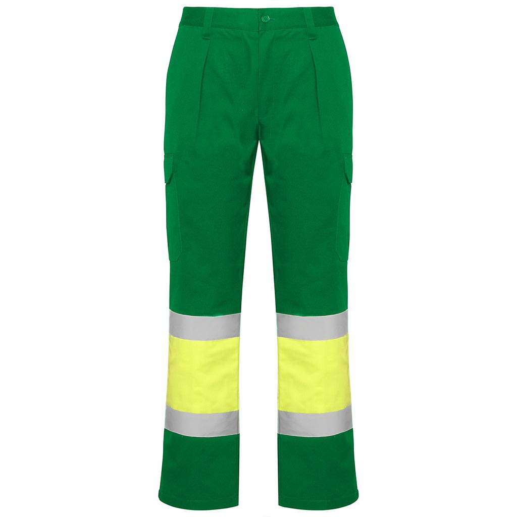 Pantalón de alta visibilidad laboral Soan - verde jardin/amarillo fluor